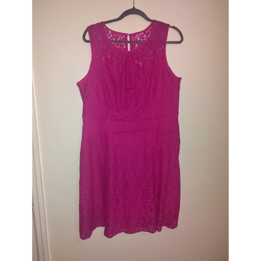 Studio One New York Magenta‎ Pink Floral Lace Sleeveless Cocktail Dress Size 18